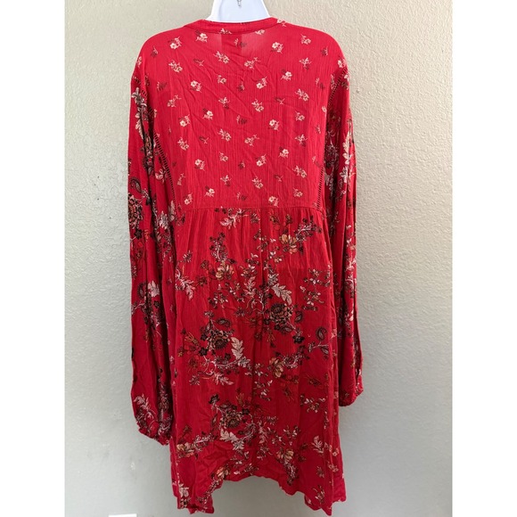 NWT Knox Rose Flowy Dress L Red Asymmetric Floral Paisley Boho Prairie Country - Picture 2 of 16